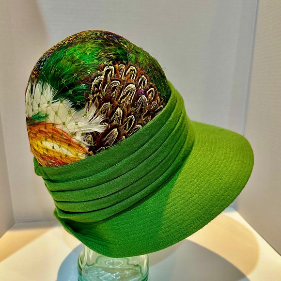 1960\'s Posh Green Vintage Hat w/ Pheasant Feathers - OS main image 9
